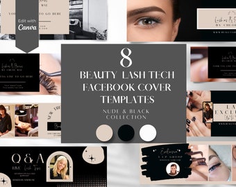 Lash Tech Facebook Cover Templates: Beautician Banner Bundle (Digital Download)