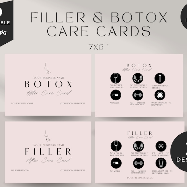 DIY Botox Aftercare card, Filler After Care card, Dermal Filler Aftercare Card, Filler After Care, Botox and filler, Botox cards, Medspa