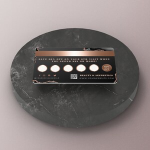 Business loyalty card, Loyalty card with QR Code, Esthetician,lash tech,hair stylist, nails,black, rose gold,credit card, BB-BAG image 3