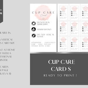 Tumbler Care Card Template: Printable Cup Care Instructions (PDF)