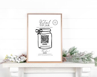 Printable Virtual Tip Jar: Venmo QR Code Sign (Canva Template)