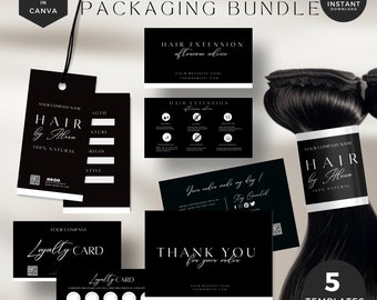 DIY Hair Business Packaging Bundle: Thank You, Loyalty, Aftercare Cards (Digital Download)
