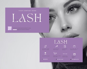 Purple Lash Aftercare Card Template: Lash Extension Business (Canva Editable)