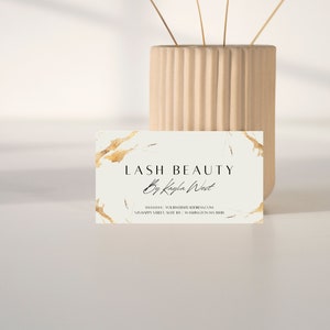 White and Gold Beauty Business Card Template: Lash Card (Canva Editable) image 3