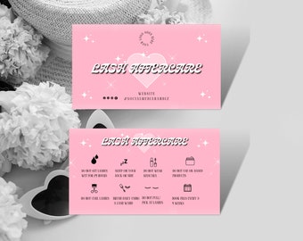 Retro Pink Lash Aftercare Card Template (Canva Editable)