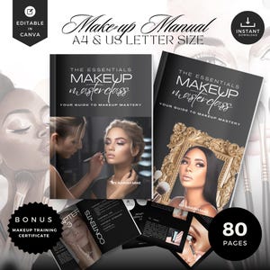 Makeup Artist,Mua Training Manual,Makeup Manual,Makeup Workbook,Mua Course,Mua Tutor. Edit In Canva,Makeup certificate, MUM-BW