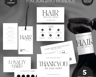 Hair Business Branding Kit, Hair Extension Packaging Templates (Digital Download)