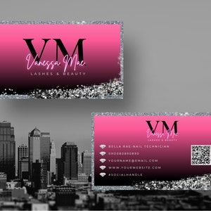 Hair business cards template, Editable Business card design template, QR Code Business Cards, beauty card, lash tech, esthetician, BB-PS