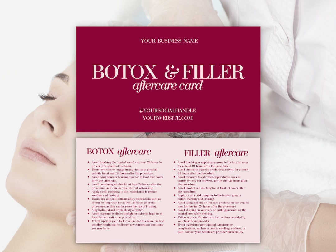 DIY Botox Aftercare Card, Filler After Care Card, Dermal Filler Aftercare Card, Filler After