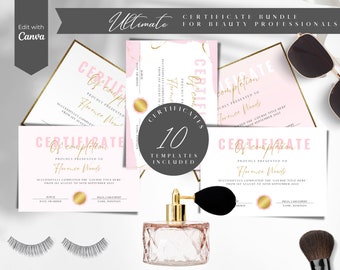 Mall för Pink Beauty-kurscertifikat: Lash Award (digital nedladdning)