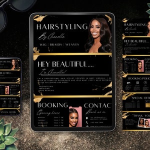 Black & Gold Hairstylist Acuity Scheduling Template (Canva Editable)