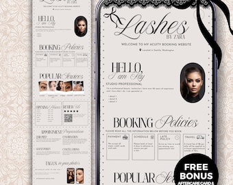 Acuity Site  Lash Tech Website Template, Lash aftercare card (Edit in Canva)