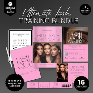 Lash Training Manual: Eyelash Extensions, Volume, Mapping (Canva Editable, Digital Download)