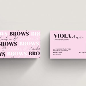 Rosa Wimpern Visitenkarten mit QR-Code, Wimpern Visitenkarte, Visitenkarte printable, Wimpern Business Branding, LTB-PW