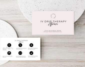 IV Therapy Aftercare Card Template: Minimalist Canva Design (3.5x2" Business Card)