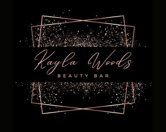 Rose Gold Glitter Logo: Beauty Salon Branding (Canva Template)