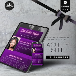 Lash Tech Acuity Scheduling Template: Pink & Black Canva Banners (Digital Download)
