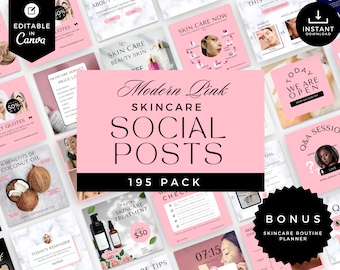 Pink Skincare Instagram Templates: Esthetician Social Media Posts (Digital Download)