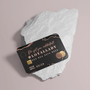 Business loyalty card, Loyalty card with QR Code, Esthetician,lash tech,hair stylist, nails,black, rose gold,credit card, BB-BAG image 5