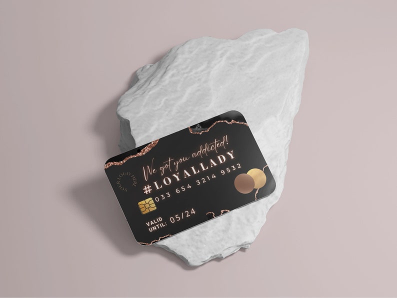 Business loyalty card, Loyalty card with QR Code, Esthetician,lash tech,hair stylist, nails,black, rose gold,credit card, BB-BAG image 5