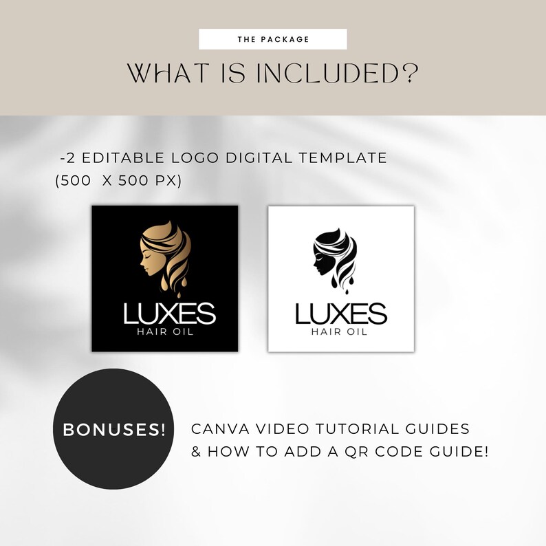 Hair Oil Logo, DIY Logo Design Template, Hair Growth Logo, Hair Serum