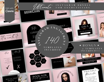 Plantillas de Instagram para el cuidado de la piel: publicaciones de spas médicos y esteticistas (Canva)