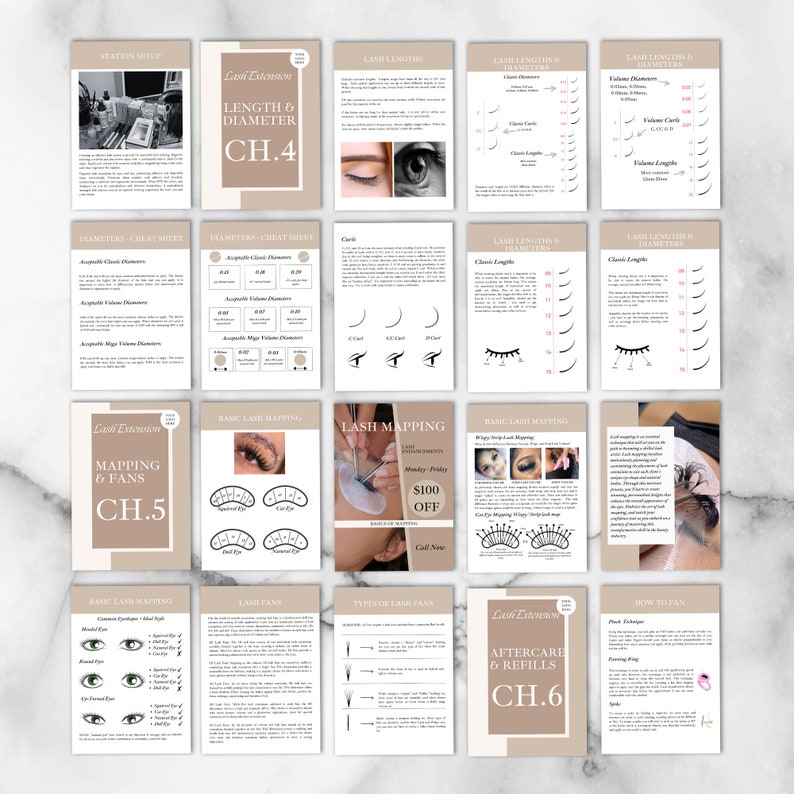 Lash Pages Lash Extension Training Manual: Editable Canva Template (A4/US Letter ...