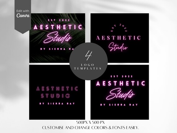 Neon Beauty Logo Template, Esthetician Branding (Digital Download)