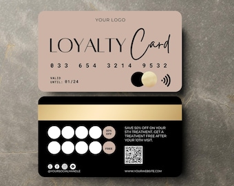 Sjabloon klantenkaart schoonheidssalon: minimalistische creditcardstijl (bewerkbaar op canvas, digitale download)