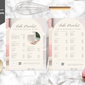Bäckerei Preisliste, Kleinunternehmen, Vorlagen, Cupcake Bestellformular, bearbeitbare Canva Vorlage, Preisliste Vorlage, Bake Business Flyer, CC-CPA
