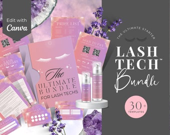 Lash Tech Branding Kit: Canva Templates, Business Cards (Digital Download)