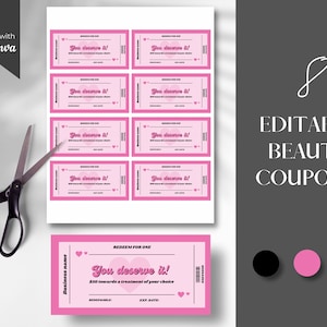 Buono regalo retrò Pink Beauty Salon, modello di libro coupon di bellezza, modello di buono regalo, buono regalo stampabile di bellezza, BB-RP