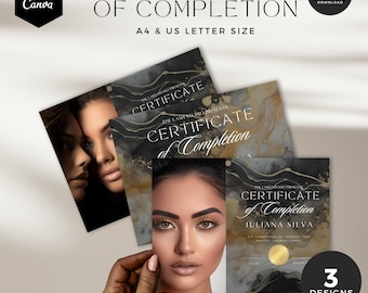 Mall för Black Gold-certifikat: Pris för frans- och makeupartist (redigerbar i Canva)