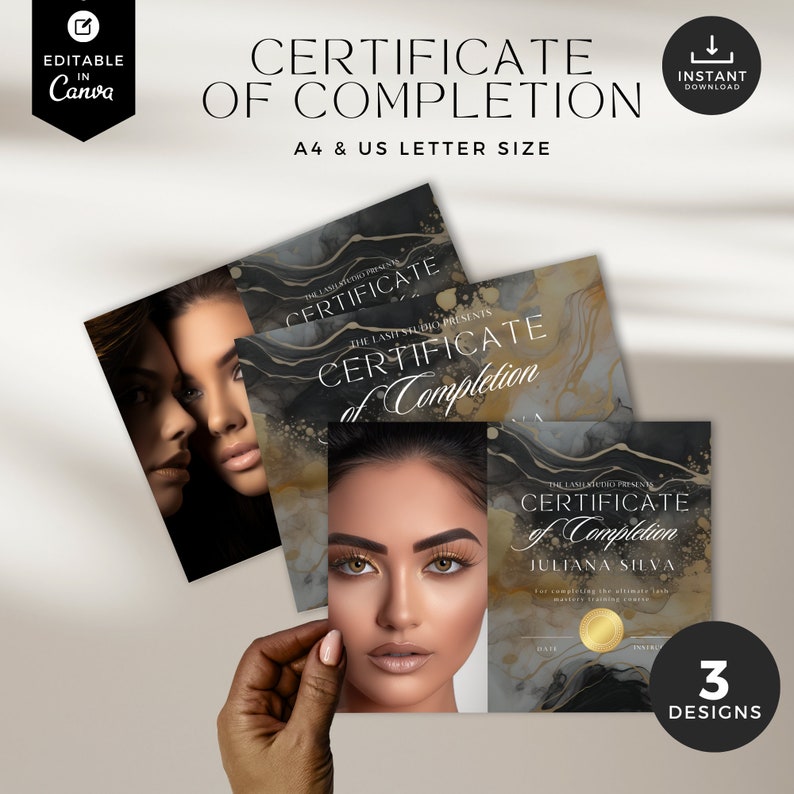 Black Gold Certificate Template: Lash & Makeup Artist Award (canva ...