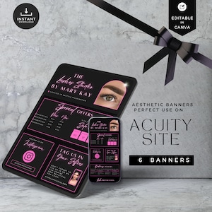 Lash Tech Acuity Scheduling Template: Black & Pink Canva Banners (Digital Download)