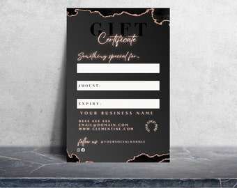 Schwarz & Gold Geschenk Gutschein Vorlage: Druckbare Canva Urkunde (10x15cm)