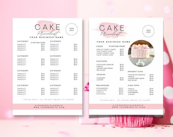 Cake Price List Template Bakery Business Price List Bakery - Etsy