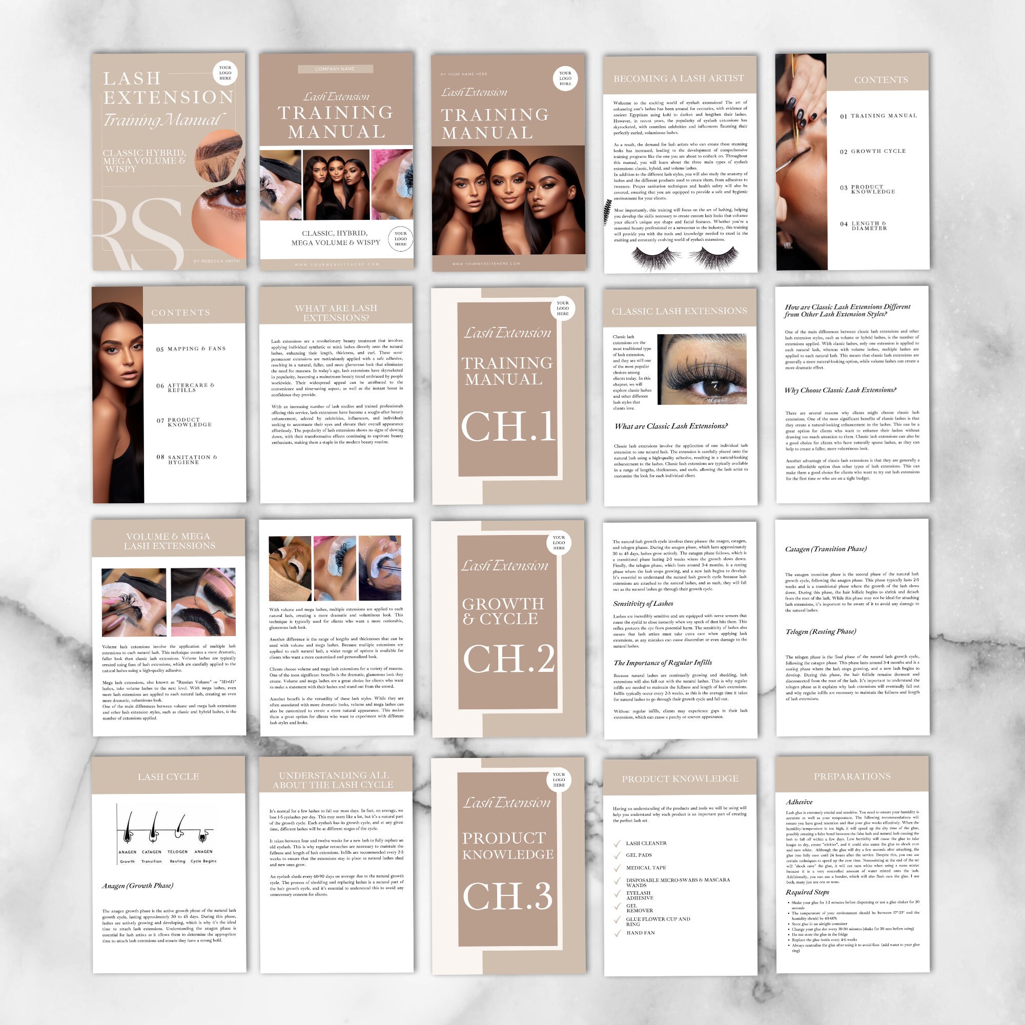 Lash Extension Training Manual: Editable Canva Template (A4/US Letter ...