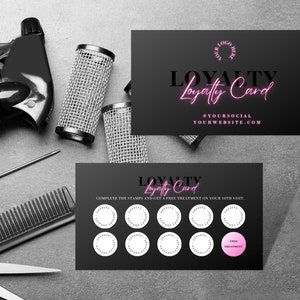 Business loyalty card, beauty business card, girl boss loyalty card, HS-PN