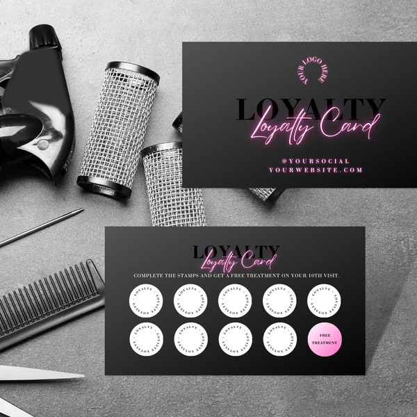 Business loyalty card, beauty business card, girl boss loyalty card, HS-PN