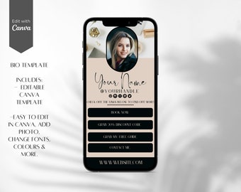 Editable Bio Link Canva Template: Instagram Landing Page (Digital Download)