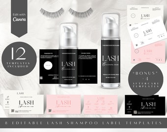 DIY Lash Shampoo Label Template: Lash Tech Aftercare Card (Canva Editable, Digital Download)