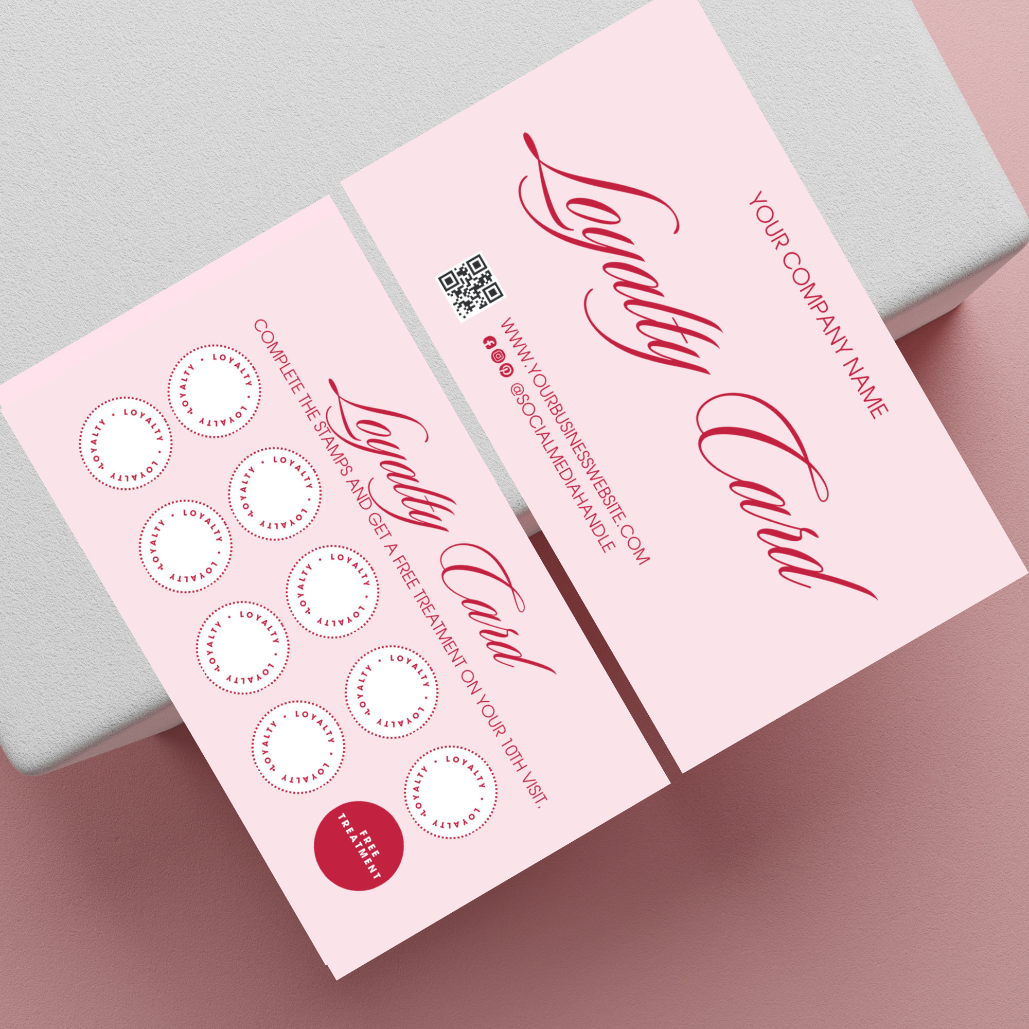 Pink Loyalty Card Template, Beauty Business (canva Digital Download) - Etsy