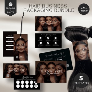 DIY Hair bundle tag template,classy luxury,hair extension business,hair hang tag,hair business packaging,hair aftercare,loyalty card,HBT-BBW