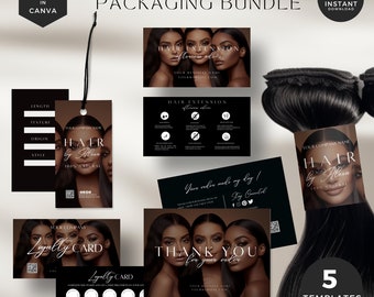 Hair Extension Business Packaging Bundle Template (Digital Download)