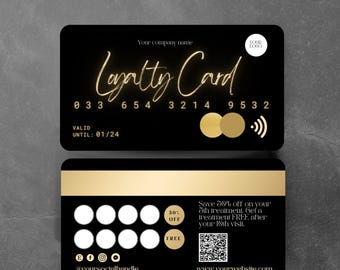 Gold Neon Loyalty Card Template: Beauty & Lash Business (Canva Editable)