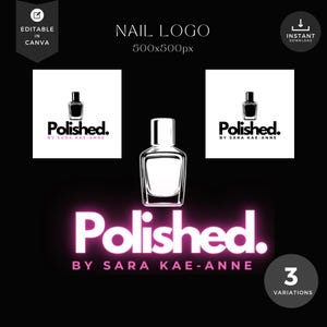 Neon Nail Tech Logo: DIY Beauty Branding Kit (Canva Template)