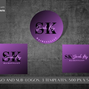 Lila Aquarell Beauty Logo Vorlage - Salon Branding (Digitaler Download)