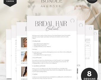 Bridal Hair Stylist Contract Template: Wedding Salon Agreement (Canva Editable)
