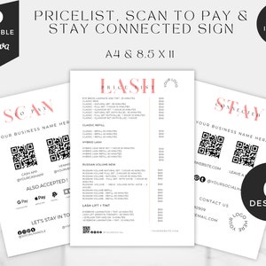 Beauty Pricelist Canva Template: Pink Minimalist Lash Tech (Digital Download)
